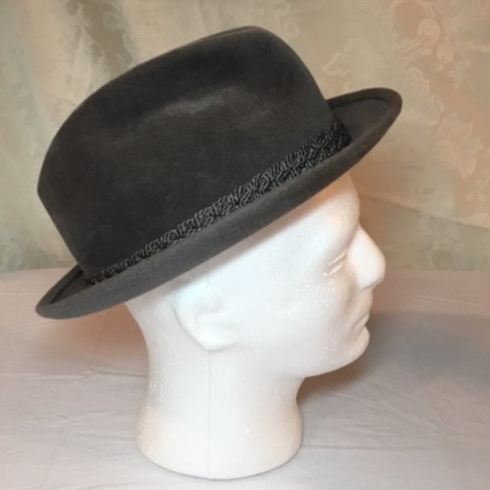 RARE Vintage STETSON Sovereign Gray Felt Fur Fedora Hat - Picture 4 of 16
